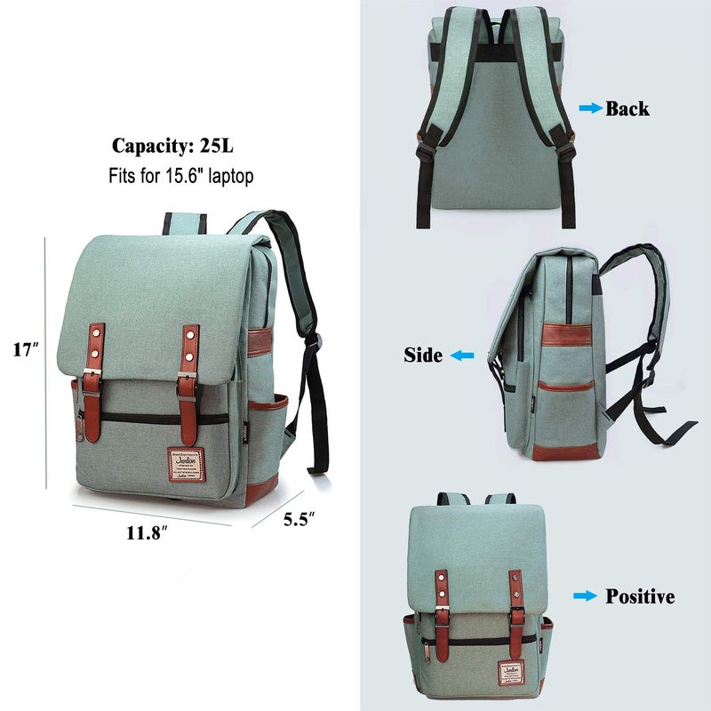 Junlion Vintage Laptop Backpack Gift for Women Men, School College Slim Backpack Fits 15.6 inch Macbook Green - Image 4
